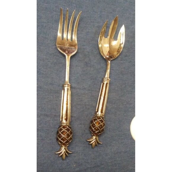 Serving Spoon Set PINEAPPLE design Silver Plated 2 Pc INTERNATIONAL SILVER CO - Picture 7 of 7